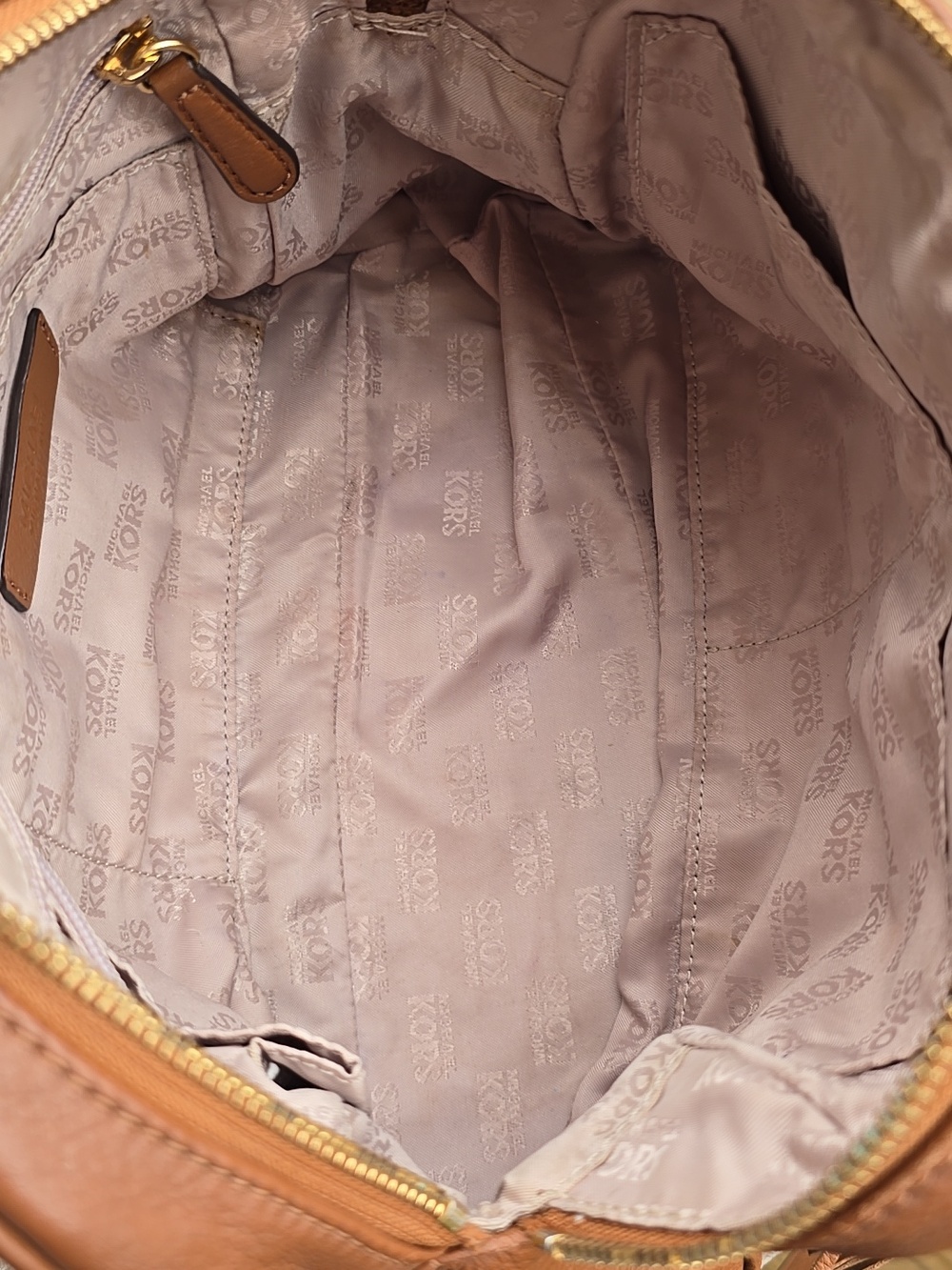 Michael Kors Knox Tassel Cream, Brown, & Gold Hardware & Crossbody Strap 11x9x5 - Picture 10 of 13
